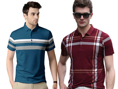 MenS Regular Fit Polo T Shirt (Combo Pack Of 2) |Half Sleeves |Collar Tshirts |Nobel Monk T Shirt | Casual Tshirt