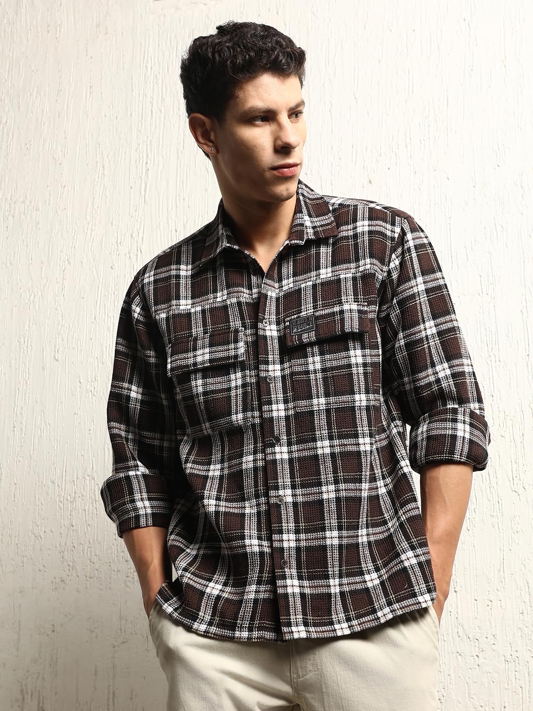 Hubberholme Men Summer Cotton Spread Collar Long Sleeves Oversized Casual Shirt 31