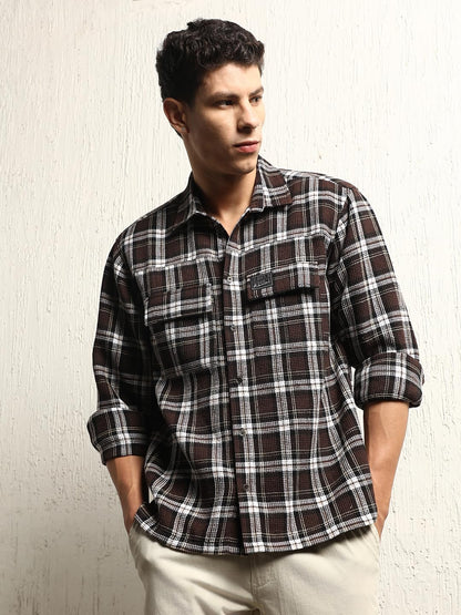 Hubberholme Men Summer Cotton Spread Collar Long Sleeves Oversized Casual Shirt 31