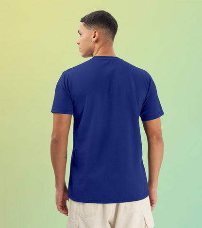 SHODOX Mens Solid Round Neck Half Sleeve Regular fit Tshirt (Pack of 1) Blue