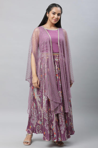 Aurelia Womens Polyester Western Standard Length Shirt (23AUD10597-507126_deep Lilac