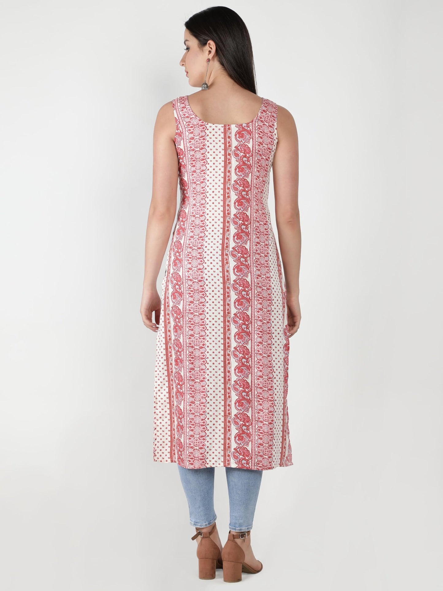 PATLANI Womens Crepe Full Stitched Kurti. White