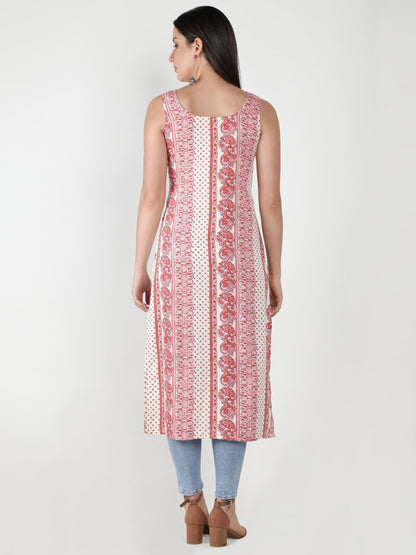 PATLANI Womens Crepe Full Stitched Kurti. White