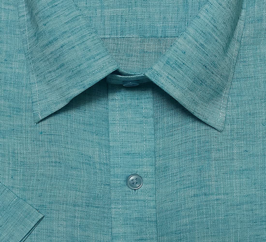 Mens Regular fit Linen Look Cotton Half Sleeve Shirt Blue