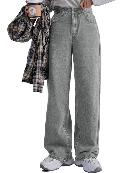 Noble Monk Women Denim Wide Leg Premium Charcoal Jeans For Women |Baggy Fit Jeans For Women |Bell Bottom Jeans For Women
