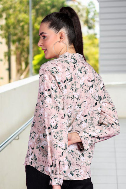 POPWINGS Printed Full-Sleeves Regular-Fit Polyester Printed Shirt for Women Stylish Western Casual Wear