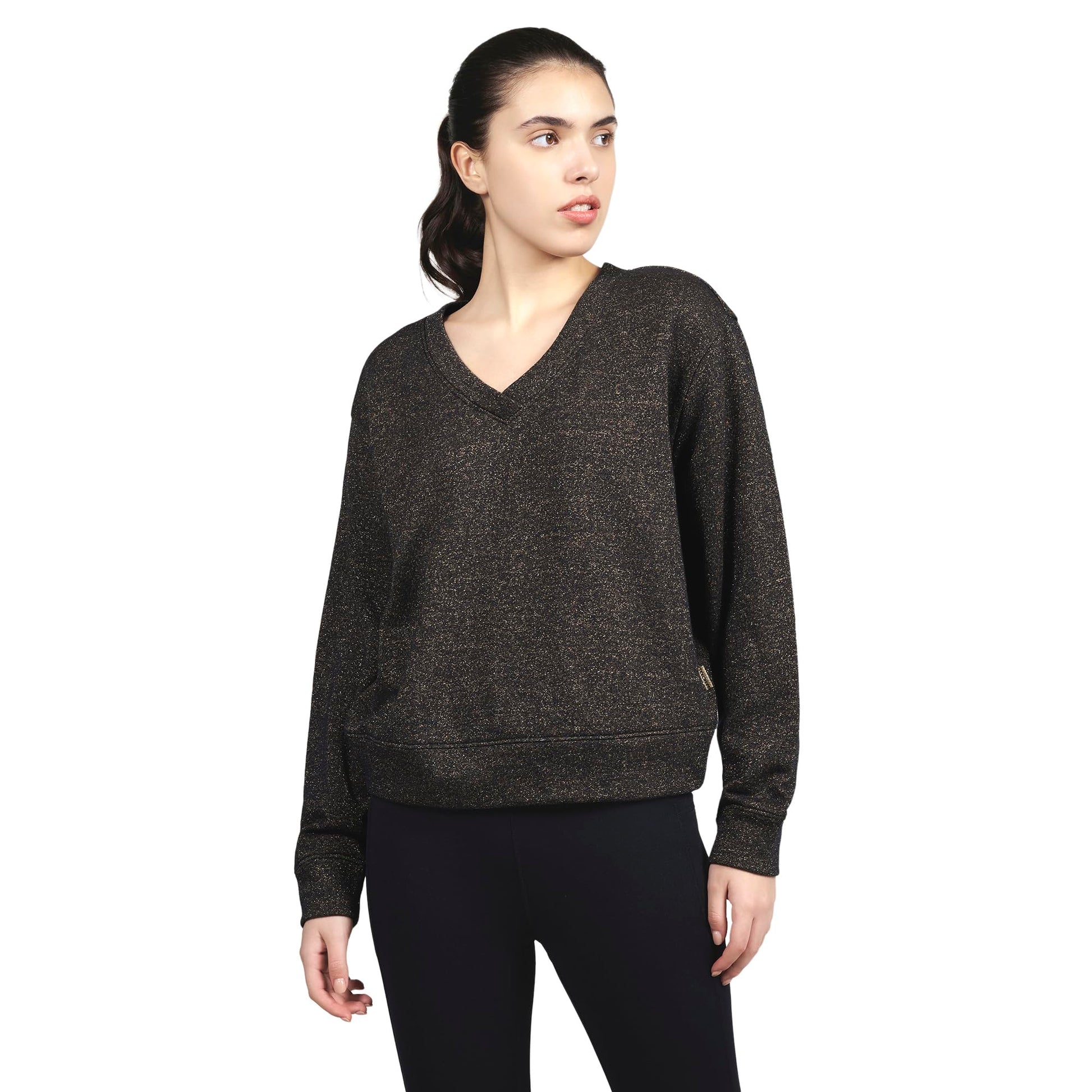 Skechers Women Skech Sweats Shimmer V Neck T-Shirt