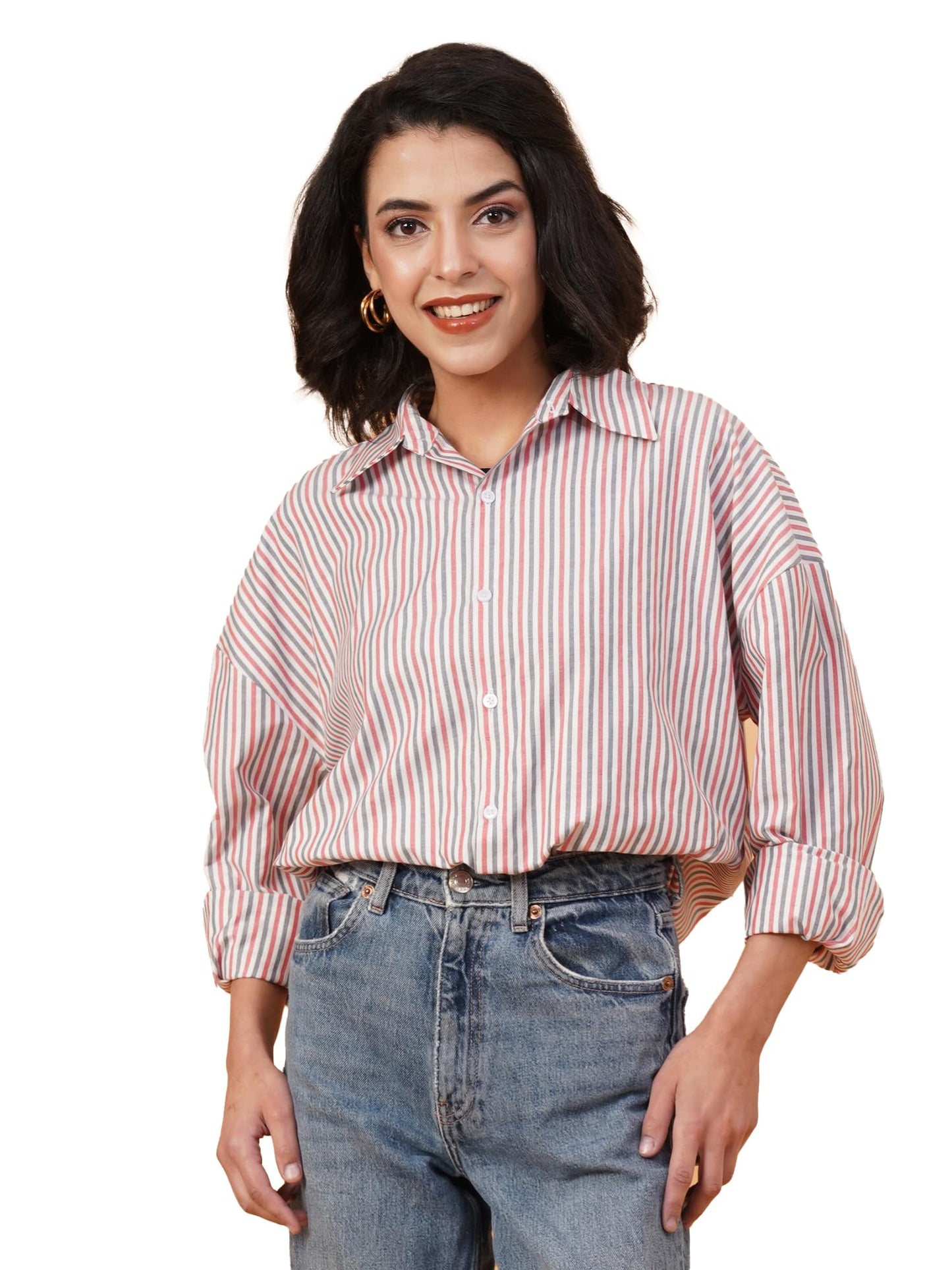 Kotty WomenS Relaxed Fit Spread Collar Casual Shirt