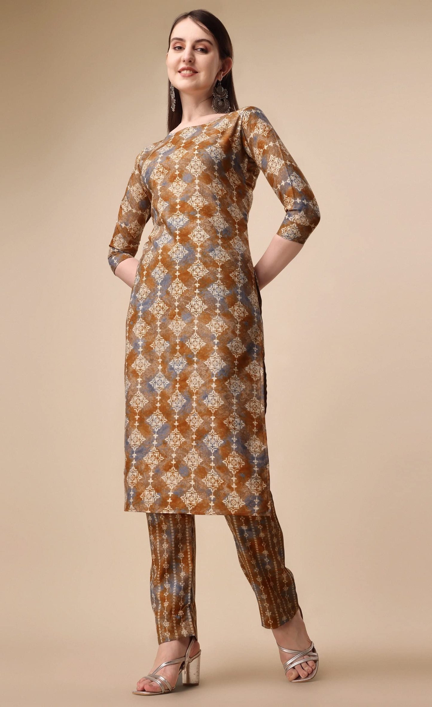 Fashion Basket Womens Cotton Printed Kurta Set (FB-ES-E6023)