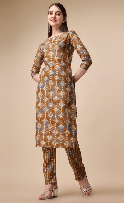 Fashion Basket Womens Cotton Printed Kurta Set (FB-ES-E6023)