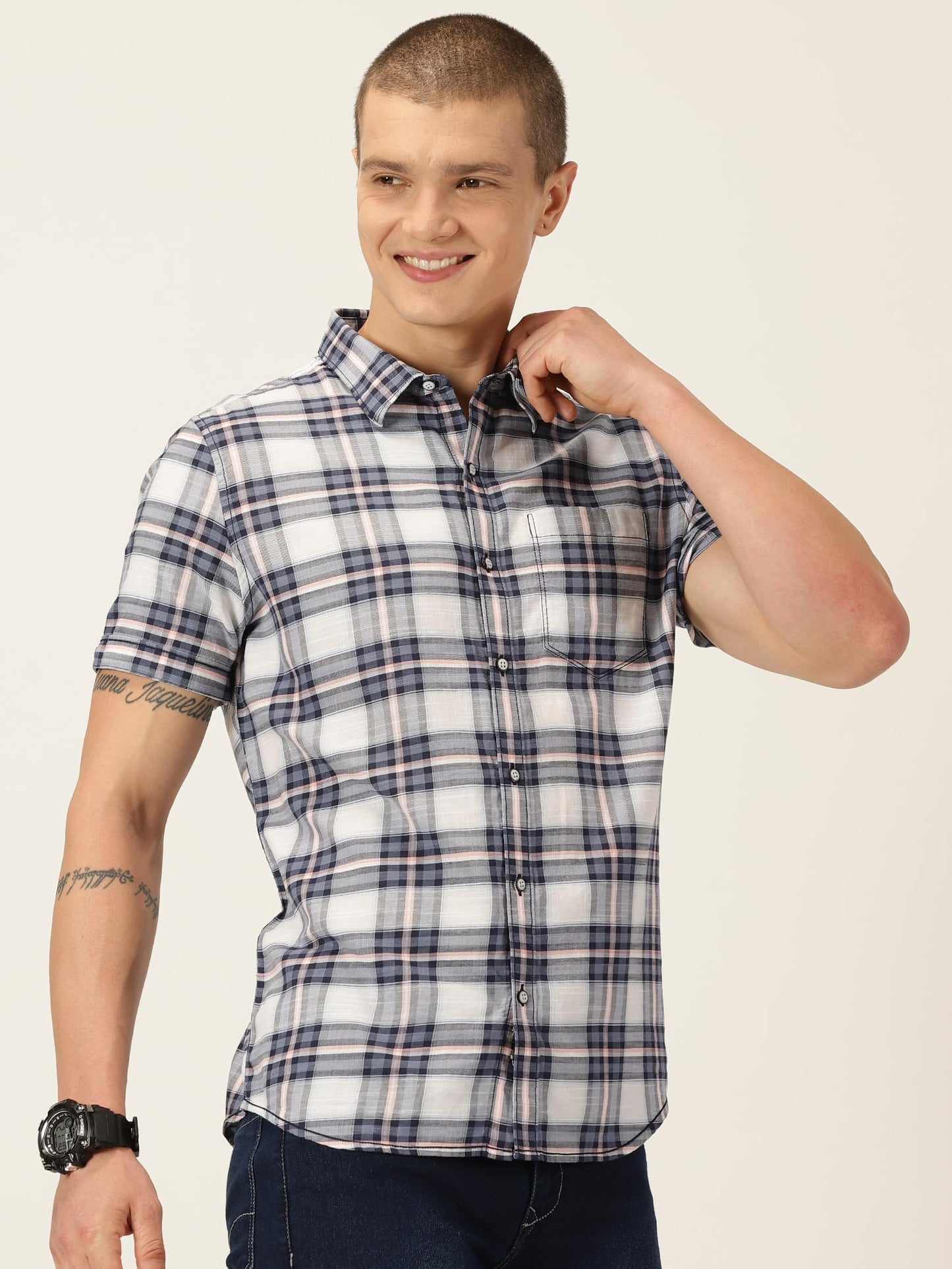 Thomas Scott Cotton Slim Fit Shirt Navy