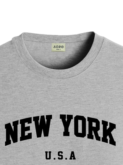 ADRO Men's Solid Regular Fit T-Shirt (RN24-NEW-GR_Grey