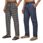 XYXX Mens Super Combed Cotton Checkered Checkmate Pyjamas [Pack of 2] Elasticated Waist, Drawstring | Loungewear for Men in Blu