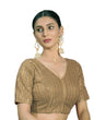 Pujia Mills Womens Indian Ethnic Wear Designer Silver Sequence with Matching Embroidered Work V Neck Half Sleeve Readymade Padd