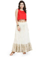 Varanga Cotton Aline Skirt White