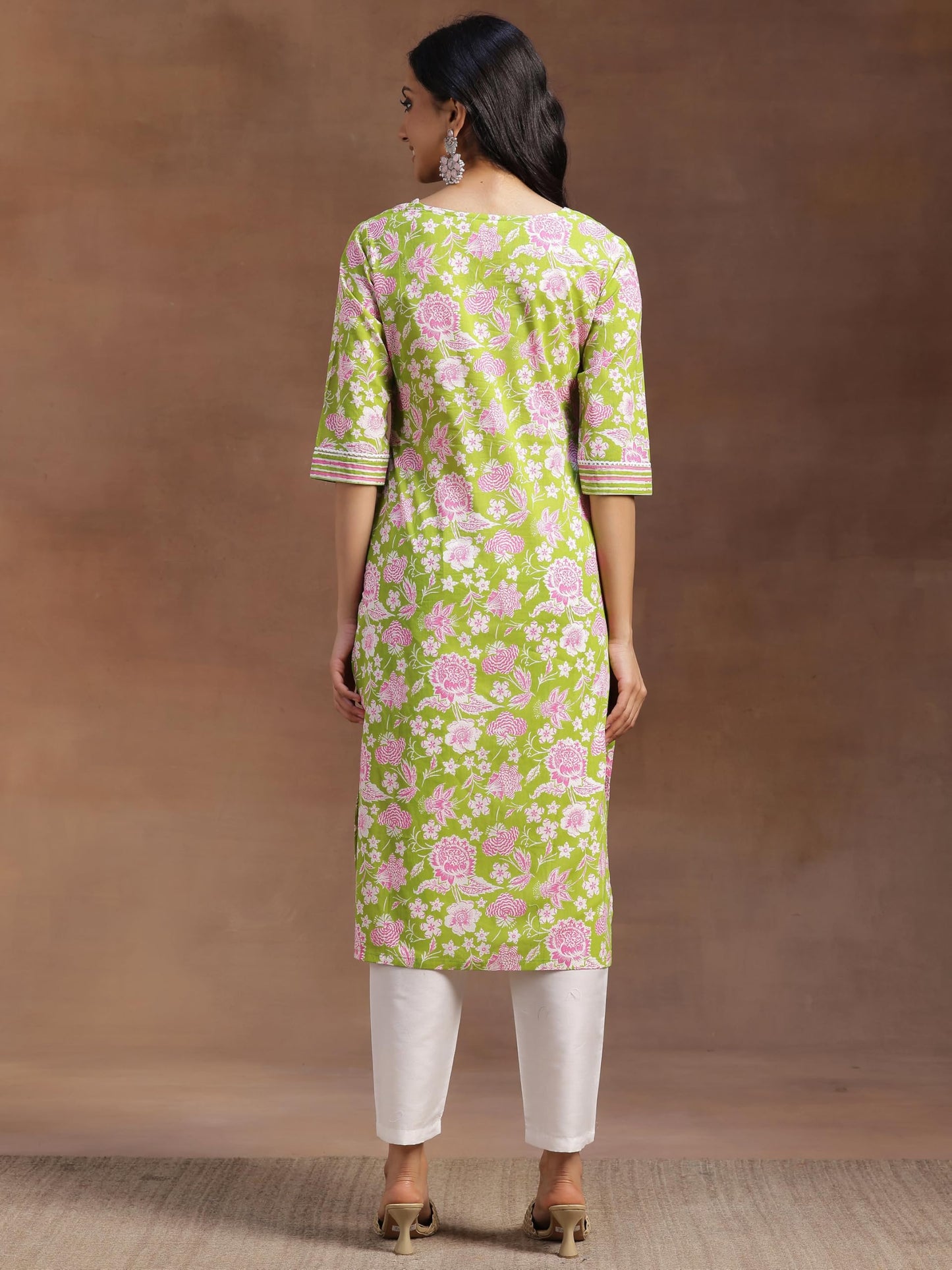 Libas WomenS Cotton Printed Straight Kurta (29050R Green