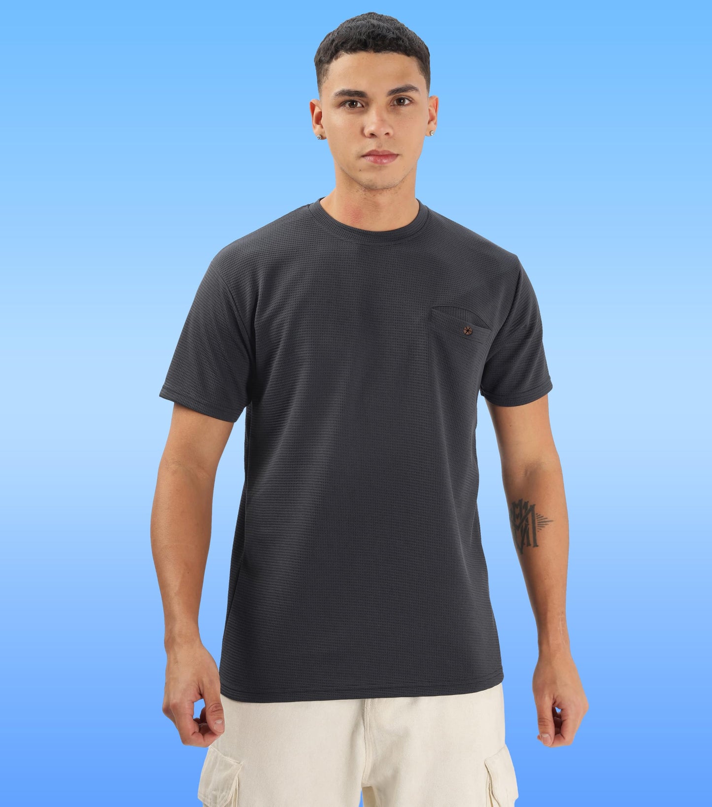 SHODOX Mens Solid Round Neck Half Sleeve Regular fit Tshirt (Pack of 1) Grey