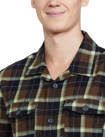 The Indian Garage Co Green Regular Fit Cutaway Collar Checkered Long Sleeves Shirt