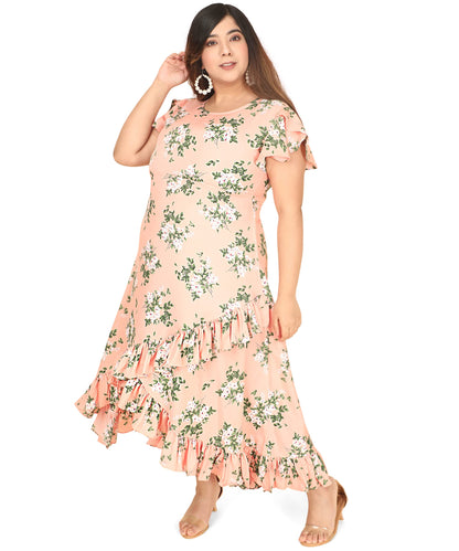 Oomph! WomenS Western & Fusion Wear Crepe Wrap Maxi Dress - Orange