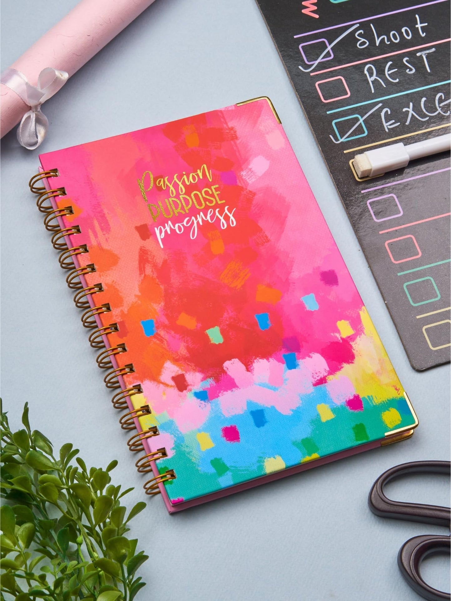 Doodle Undated Daily Planner | A5 Hard Cover | Wiro Bound | 192 Ruled Pages | 80 GSM | Lay Flat Design | Metal Corners | Plan yo