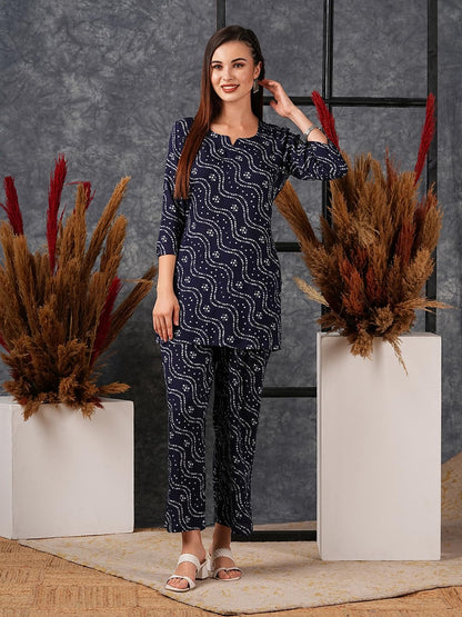 ANNI DESIGNER Women's Rayon Blend Printed Co-Ord Set