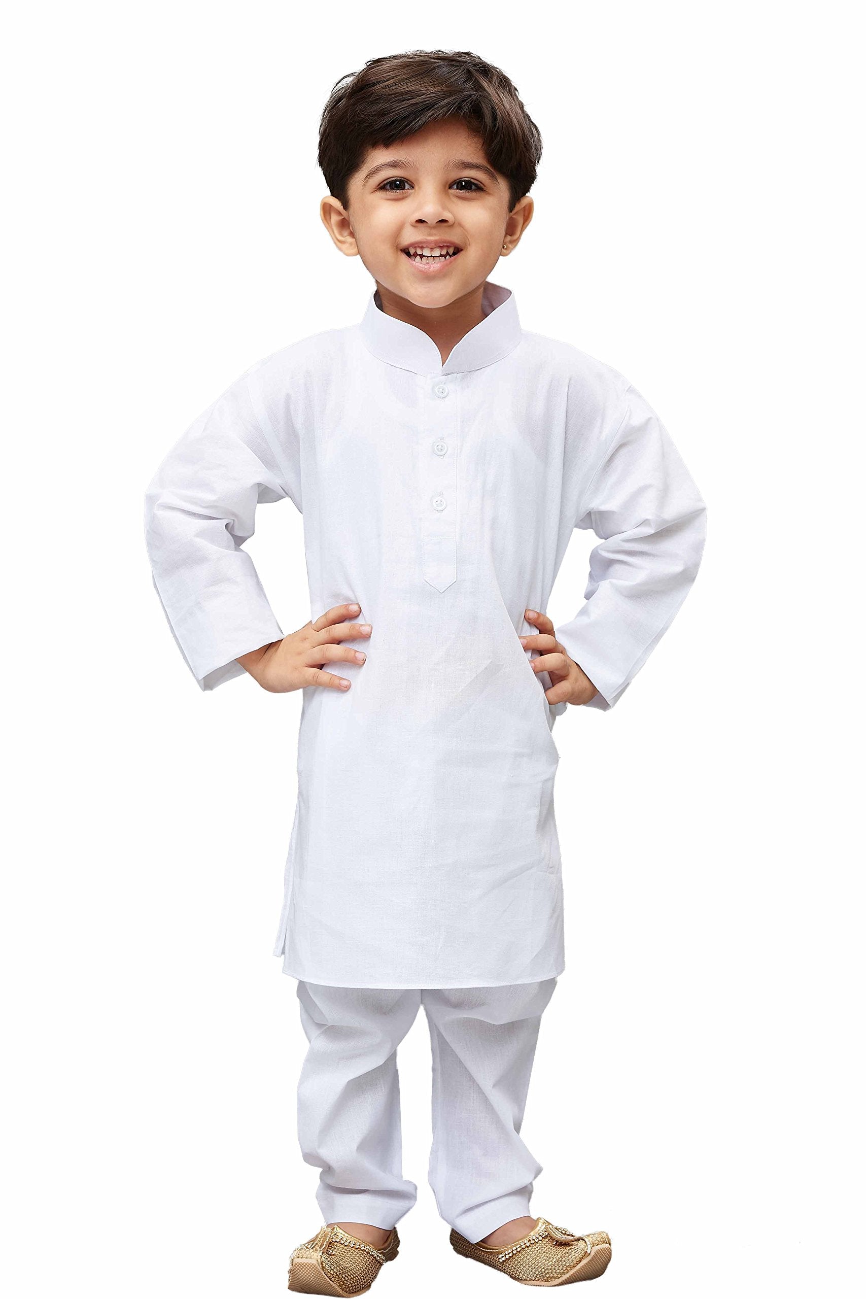 Vastramay Boys White Cotton Kurta Set For Independence Day Celebrations - Casual Festive Ethnic Wear With Full Sleeves