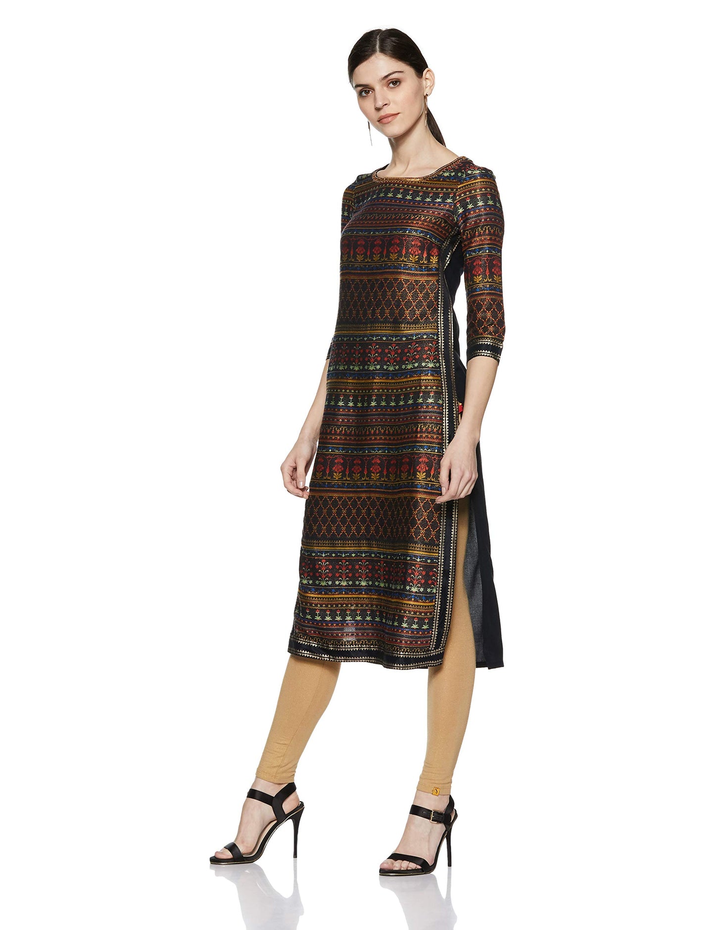 W for Woman Women's Blended Solid Straight Kurta