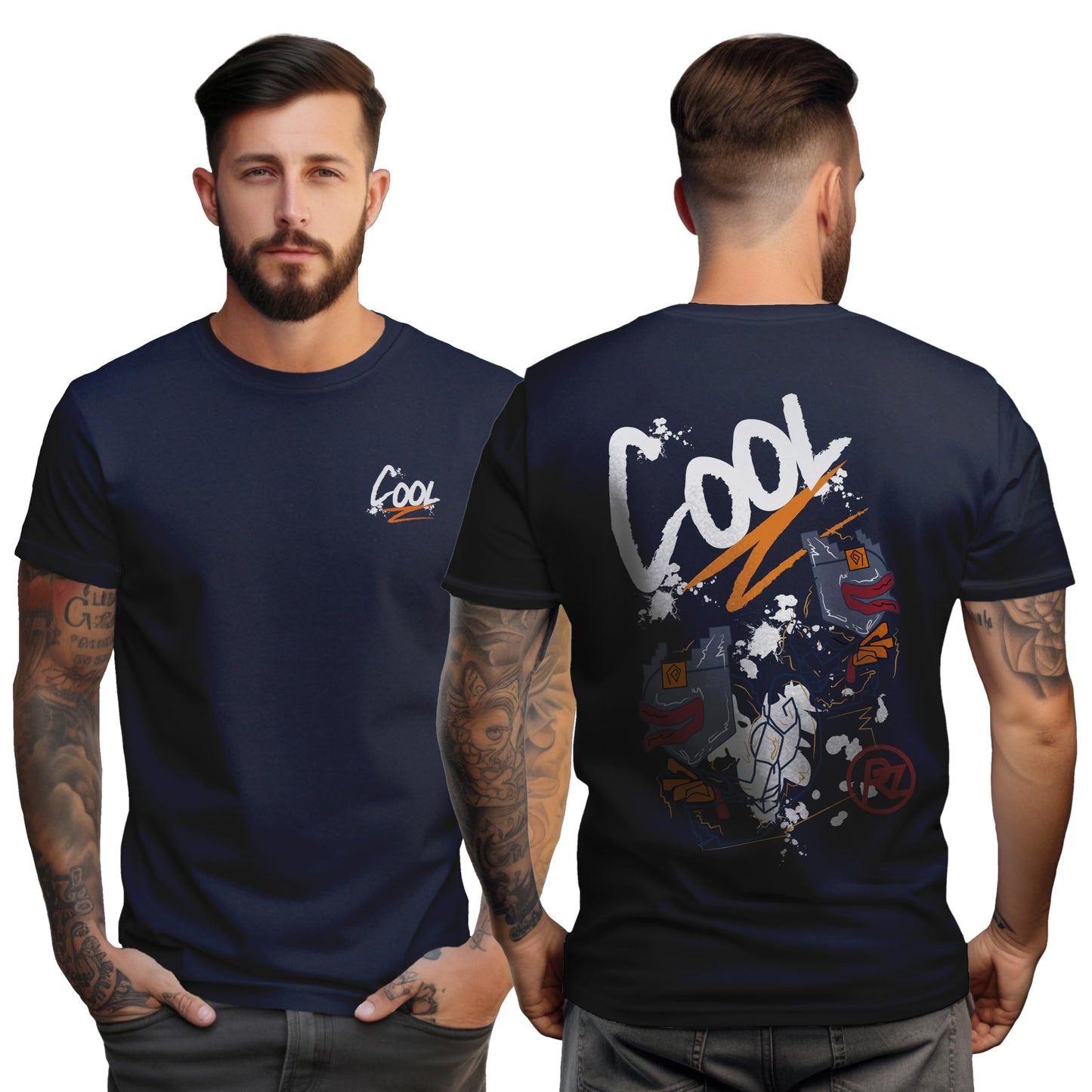 Peppyzone Mens Regular Fit T-Shirt (PZ-Trendy-45_Navy Blue