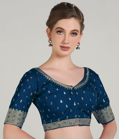 Pujia Mills Women Indian Ethnic Wear Designer Golden Codding With Zari Embroidered Diamond Work Round Neck Half Sleeve Readymade