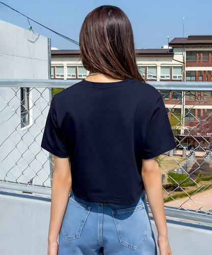 SHODOX 100% Cotton Crop top for Women - Printed Raglan Sleeve Stylish T-Shirt, Oversized fit Drop Shoulder Crop Top for Women