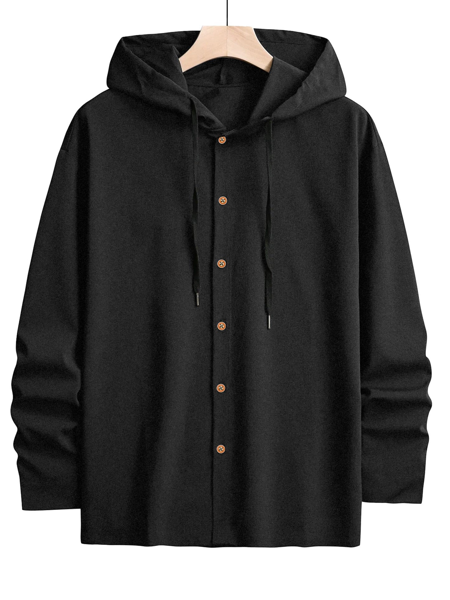 Noble Monk MenS Solid Regular Fit Shirt | Full Sleeves Hooded Shirt For Men