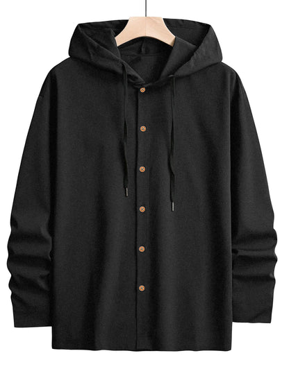 Noble Monk MenS Solid Regular Fit Shirt | Full Sleeves Hooded Shirt For Men