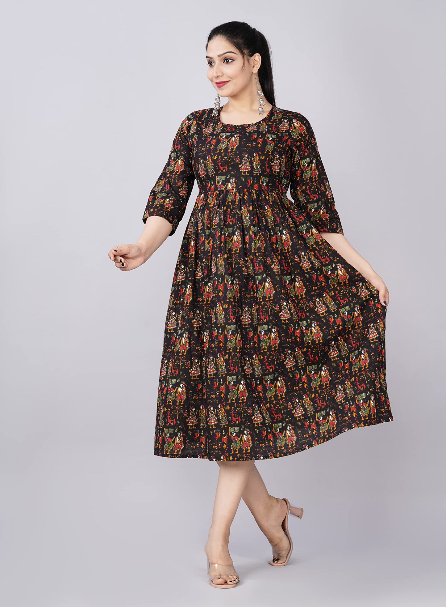 Jikonet Womens Maternity Kurti for Feeding Zippers (246) (Medium, Black)