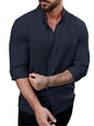 Noble Monk MenS Solid Regular Fit Shirt (Sh231_Model_Navy Blue