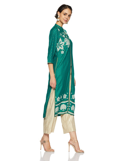 W for Woman Women's Silk, Cotton Straight Kurta