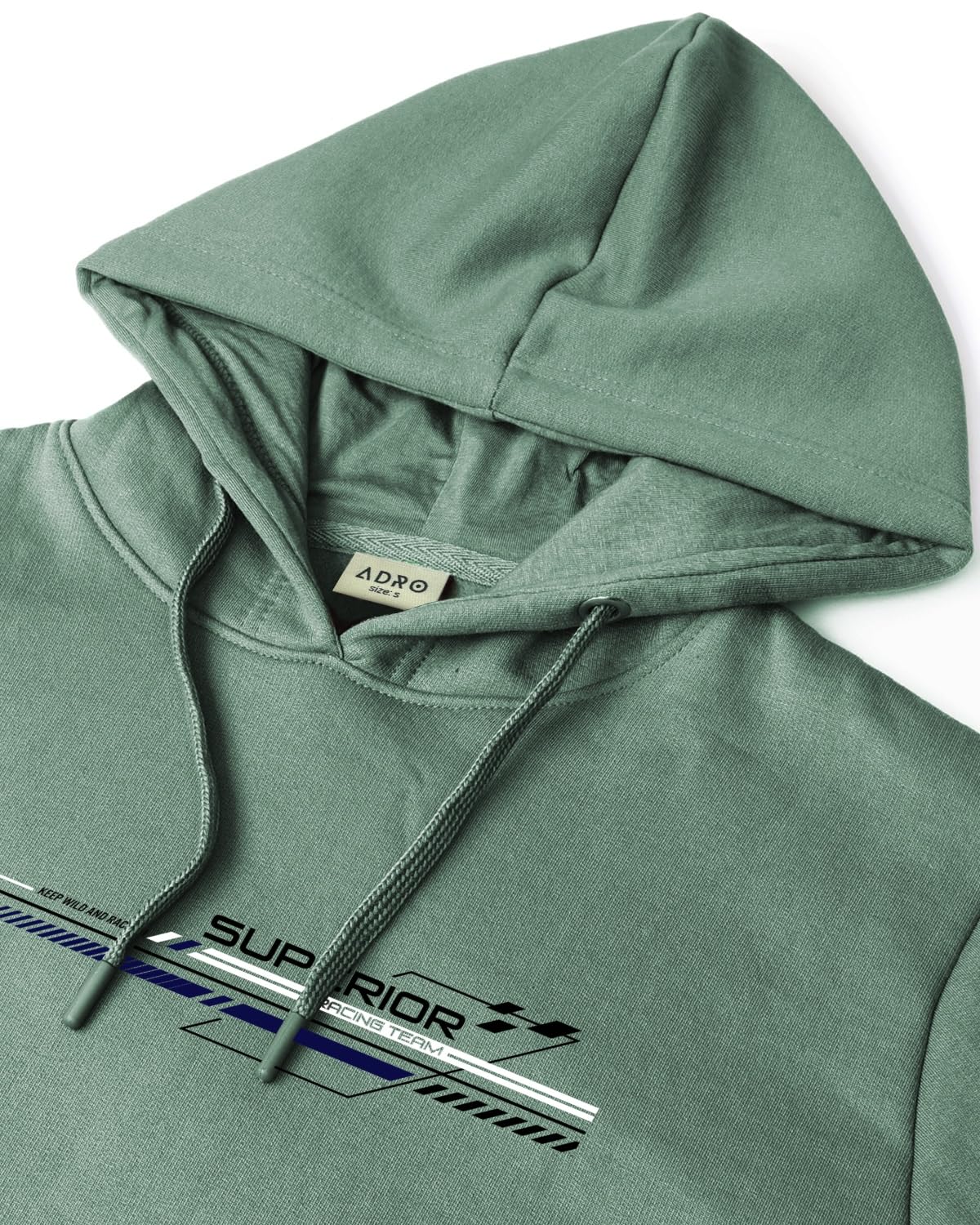 ADRO Men's Cotton Blend Neck Hooded Sweatshirt (H24-RAC-PT_Pista