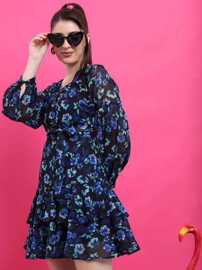 Ketch WomenS Polyester Wrap Mini Dress (Khj6000299_Blue