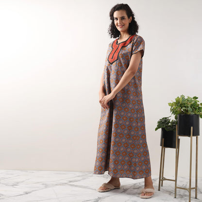 Evolove WomenS 100% Cotton Supersoft With Beautiful Embroidery Long Maxi Night Gown Nighty Dress With Pocket, Most Comfortable