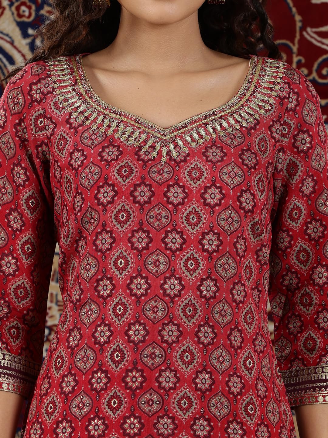 Aurelia Women's Viscose Abstract Regular Kurta