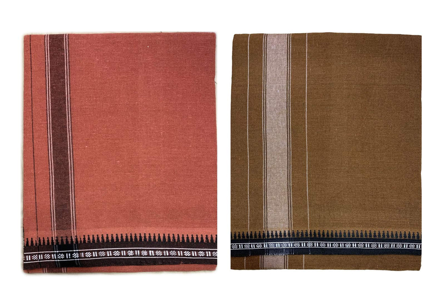 Prakasam Cotton Mens Colour Thalapathi Border Single Dhoti/Size1.28X2.00 Mtrs/Combo Pack Of 2 Dhoties