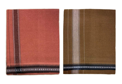 Prakasam Cotton Mens Colour Thalapathi Border Single Dhoti/Size1.28X2.00 Mtrs/Combo Pack Of 2 Dhoties