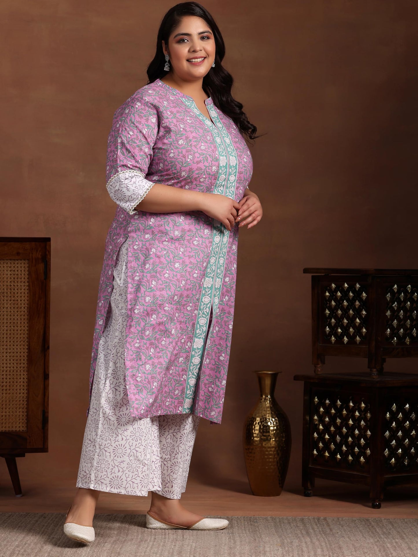 Extra Love By Libas Women'S Cotton Kurta Set (15653_Pink)