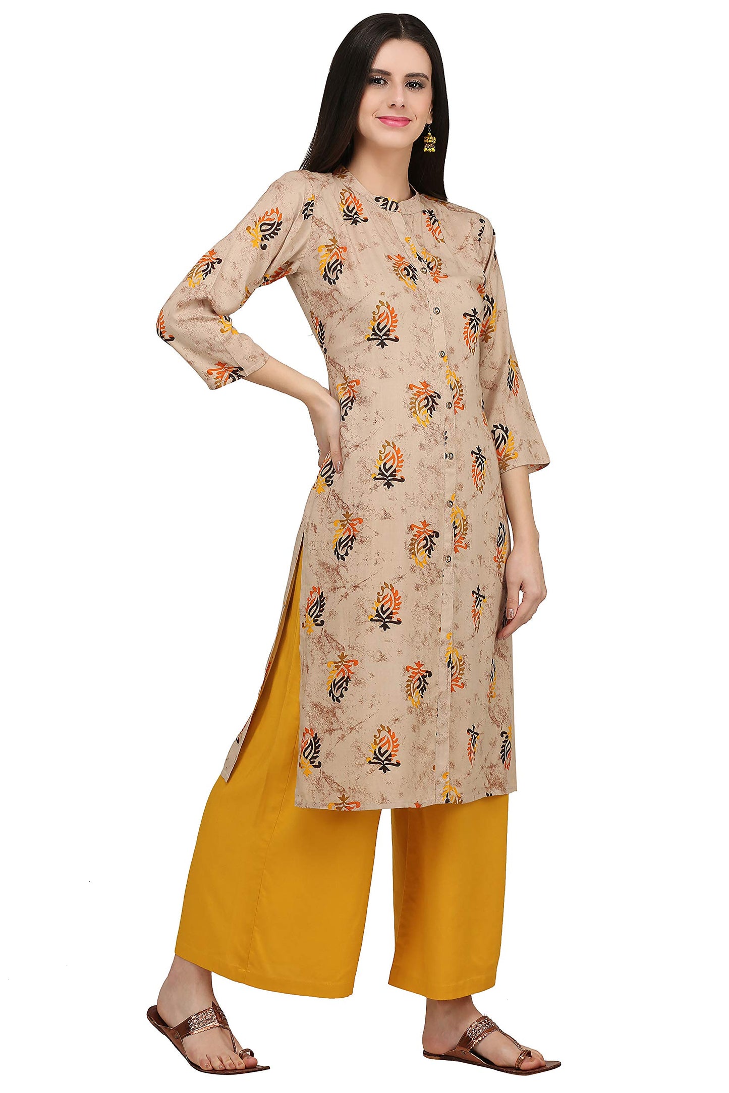 GoSriKi Women's Rayon Printed Straight Kurta