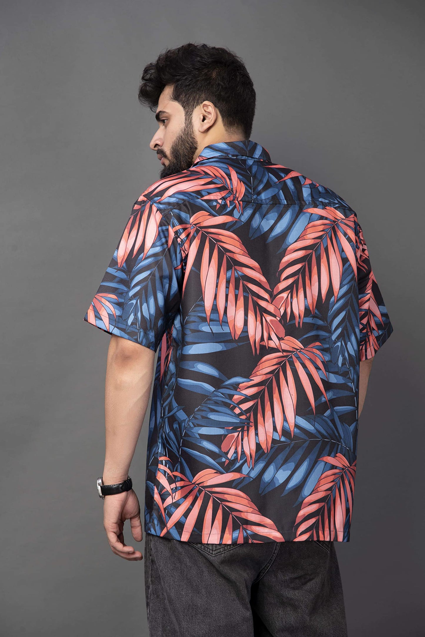 Brown Culture MenS Cotton Blend Floral Print Shirt With Spread Collared Half Sleeves Standard Length And Button Down Closure Ty