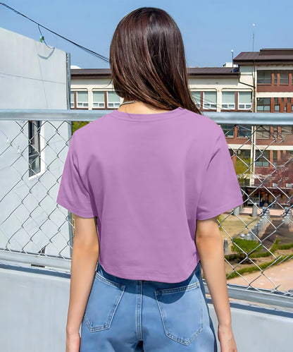 SHODOX 100% Cotton Crop top for Women - Printed Raglan Sleeve Stylish T-Shirt, Oversized fit Drop Shoulder Crop Top for Women