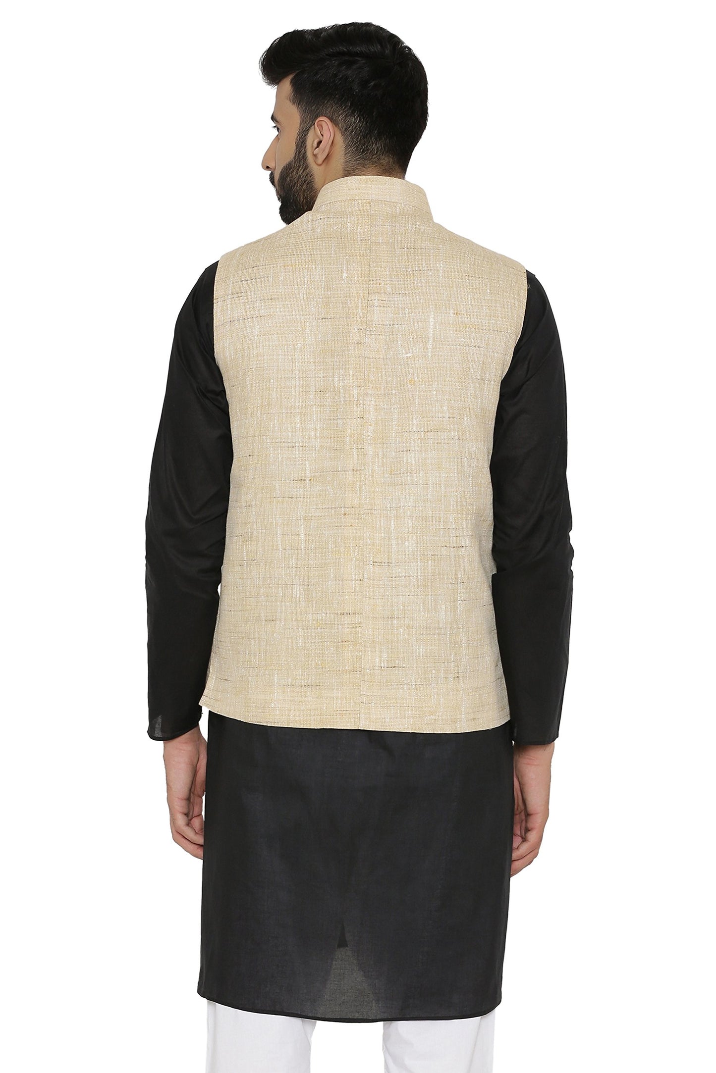 WINTAGE Mens Pista Tailored Fit Party/Festive Indian Nehru Jacket Vest Waistcoat : Beige