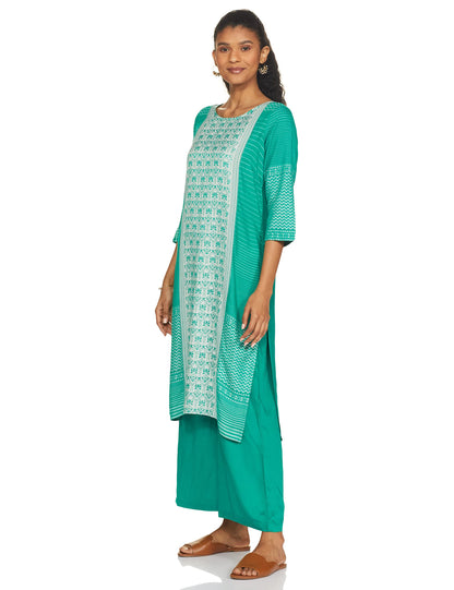 Green Printed Kurta-Palazzo Set