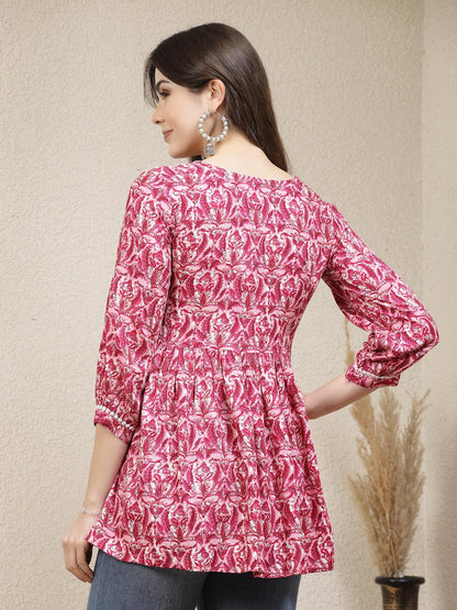 Stylum Womens Floral Printed Rayon Peplum Top