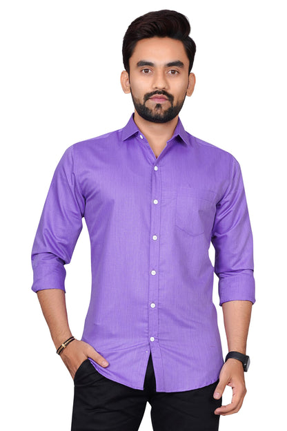Besix MenS Cotton Blend Solid Shirt With Spread Collared Full Sleeve Button Closure Curved Hem Straight Length And One Pocket |