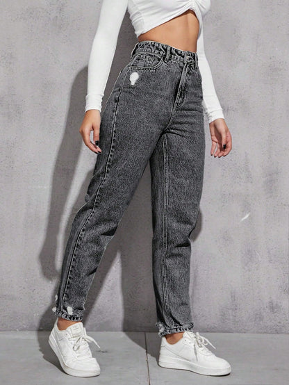 AVANOVA Black Womens High Rise Cotton Ankle Length Jeans for Women Jeans II Denim Cotton Jeans Pant for Women II Cotton Pant II